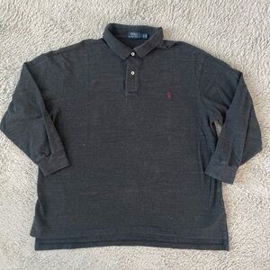 Ralph Lauren Polo Shirt Mens 1XB Gray Long Sleeve Casual Workwear Golf Preppy
